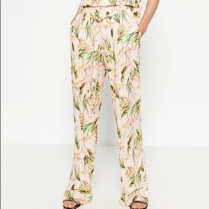Zara blush pink floral print pant Trousers Sz XS